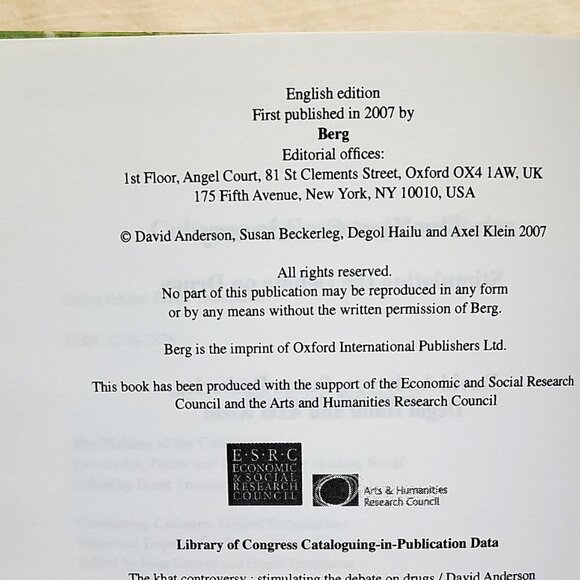 Khat Controversy Stimulating The Debate On Drugs NEW Hardcover Book 2007 - Picture 5 of 9